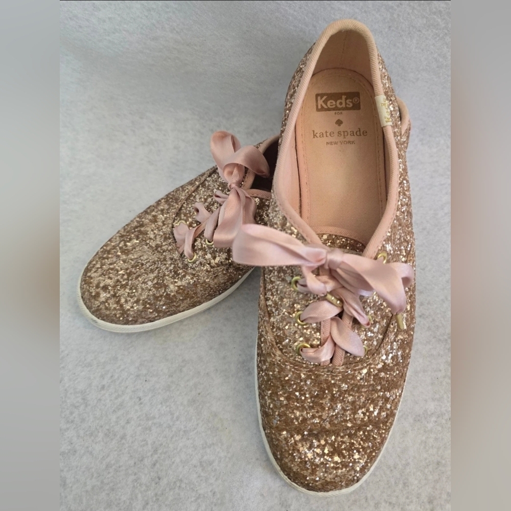 Keds x Kate Spade New York Champion/Glitter Sneakers, Rose Gold, Bridal Size 7.5